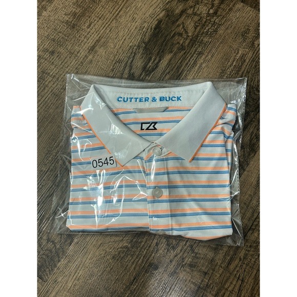 Cutter & Buck Mens Polo Shirt Sz XL Blue Striped Golf Stretch Performance Active - Picture 12 of 12